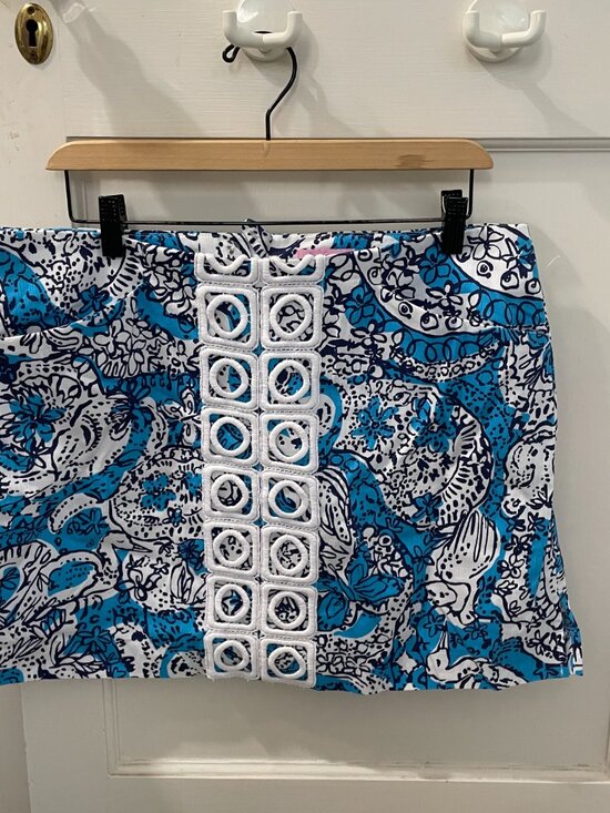 Lilly Pulitzer Marigold Skort / Skirt in Hippy Hippy Shake Blue White Sz 12 - Picture 2 of 7